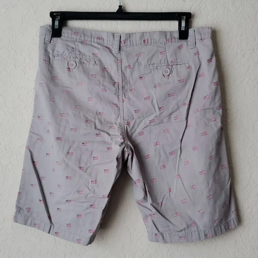 Canyon Creek Men's Khaki Chino Shorts Size 34 All Over American Flag Print